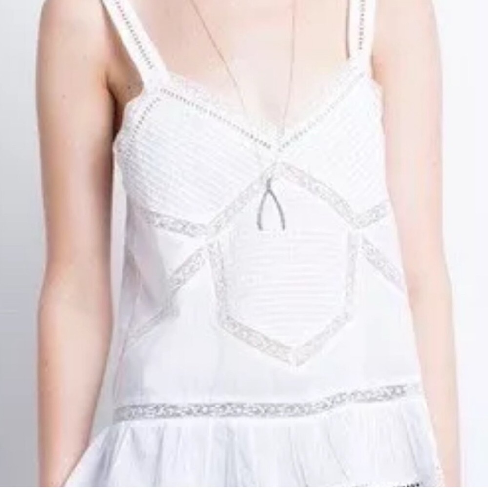 Zadig & Voltaire Mint Green Lace and Eyelet Embellished Top